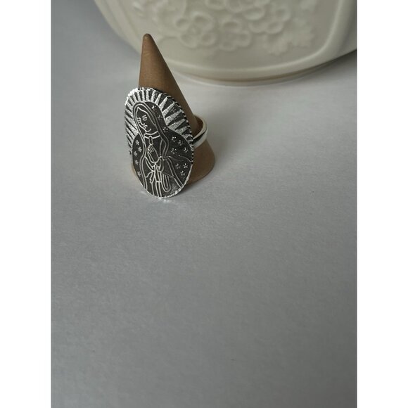 Virgin of Guadalupe Ring 925 Sterling Silver Size 10 Mexican Devotional Jewelry - Picture 5 of 16